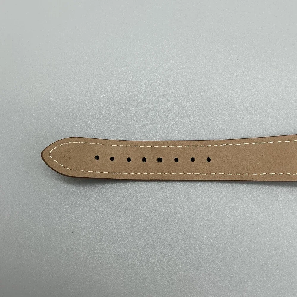 Vintage Timex Automatic Mens Watch 35mm Gold Tone Date Brown Leather Strap